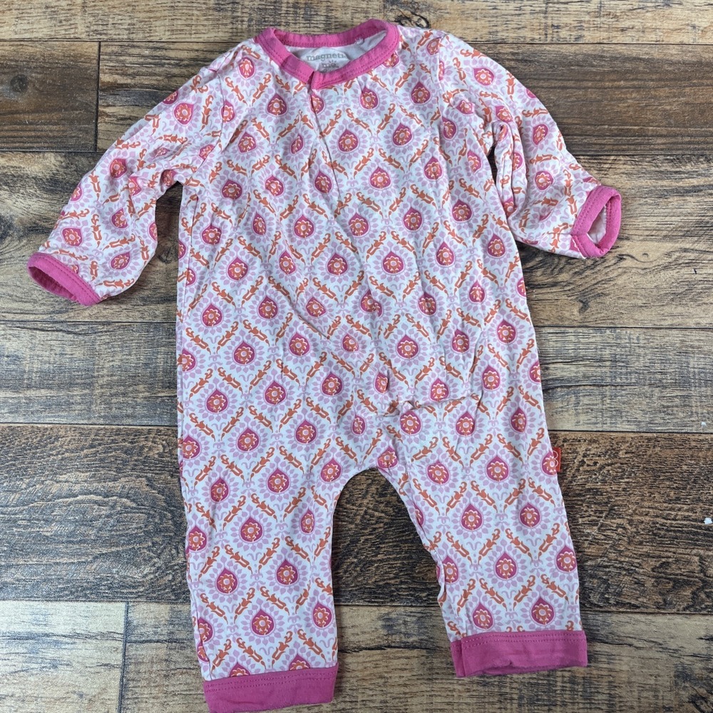 Magnetic Me Footless Sleeper Baby Girl Newborn Pink Geometric Floral
